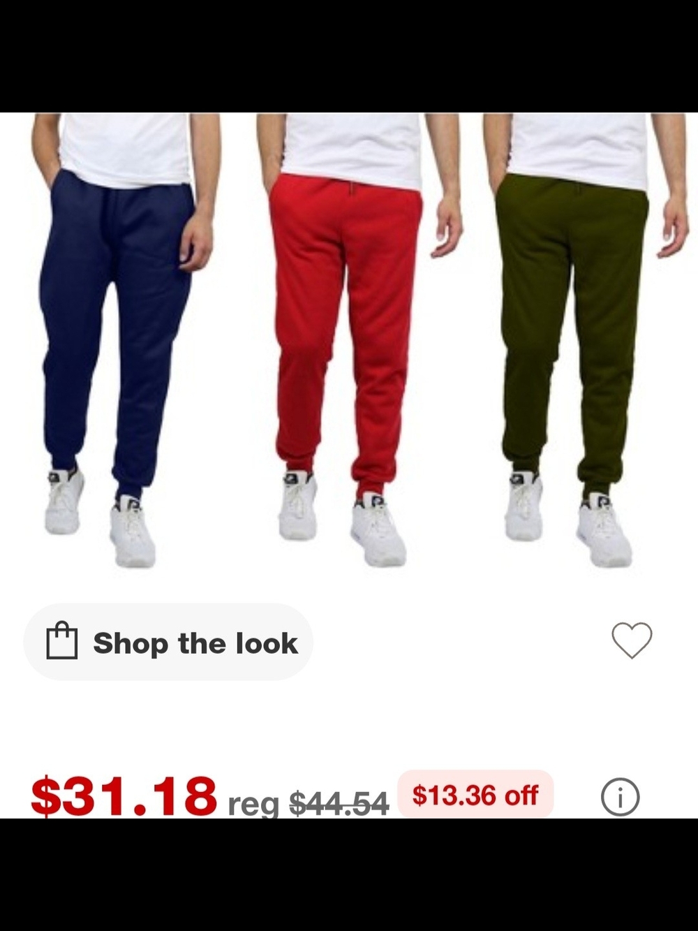 Men's Casual Jogger Pants - Navy, Red, Olive